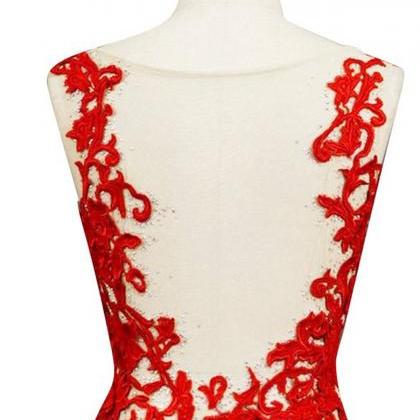 Secretcastle Long Mermaid Red Wedding Dresses Lace..